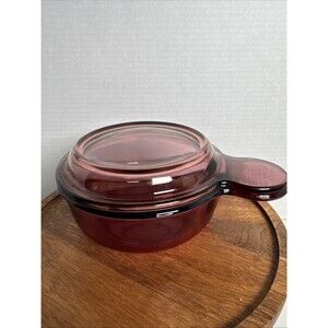 Vision Corning Ware V-150-B Grab It Cranberry Glass with 2 Lids Glass & Plastic